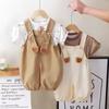 2Pcs/Sets Kids Set Clothes Children Baby Boy And Girl Cartoon T-Shirt Strap Shorts Summer Fashion Casual Tracksuit