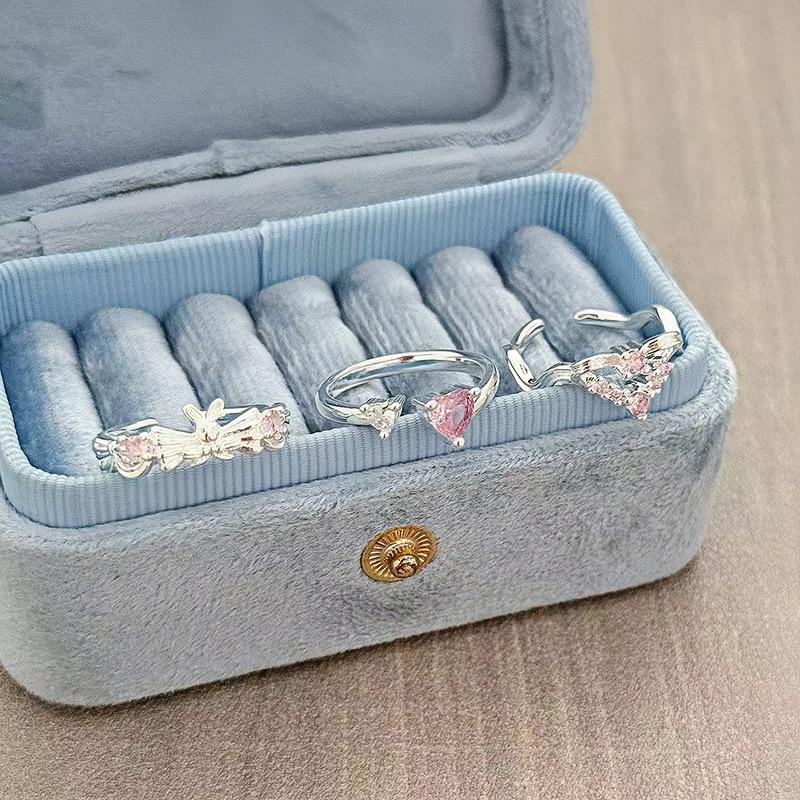 Bright Light Luxury, High-End Sense, Niche Exquisite Girl'S Heart Ring, Sweet And Cool Colored Treasure, Pink Zir*****Pen Ring.