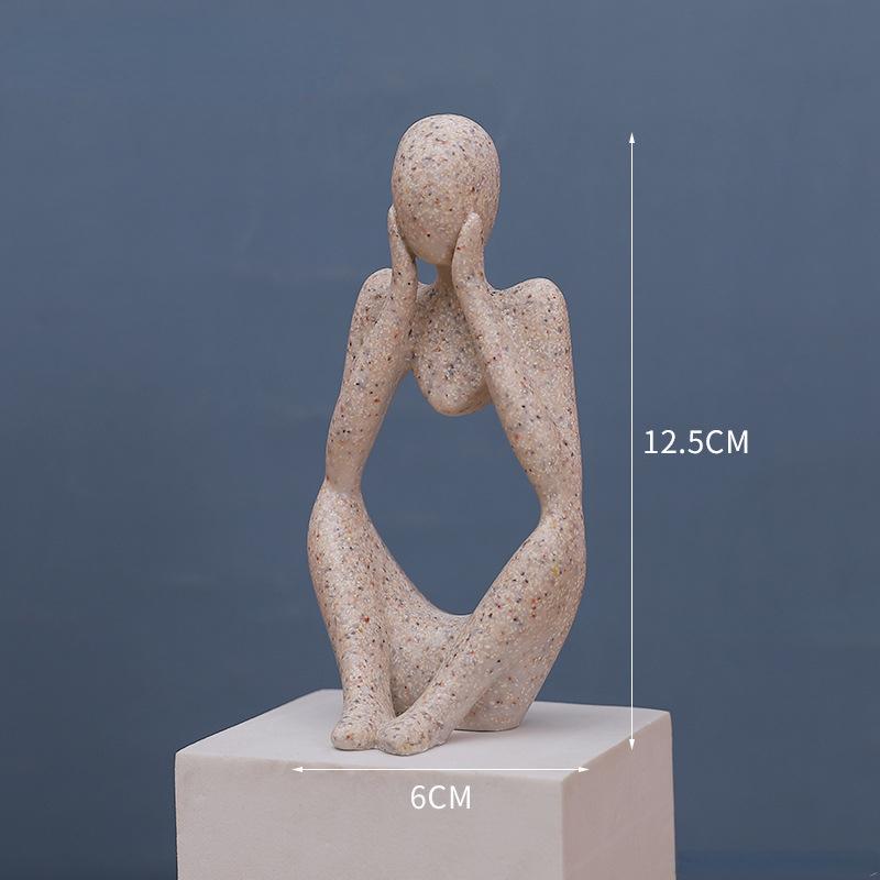 Nordic Thinker Statue Resin Abstract Figurines Figure Statues Handmade Art Crafts Home Decor Maison Desk Living Room Ornaments