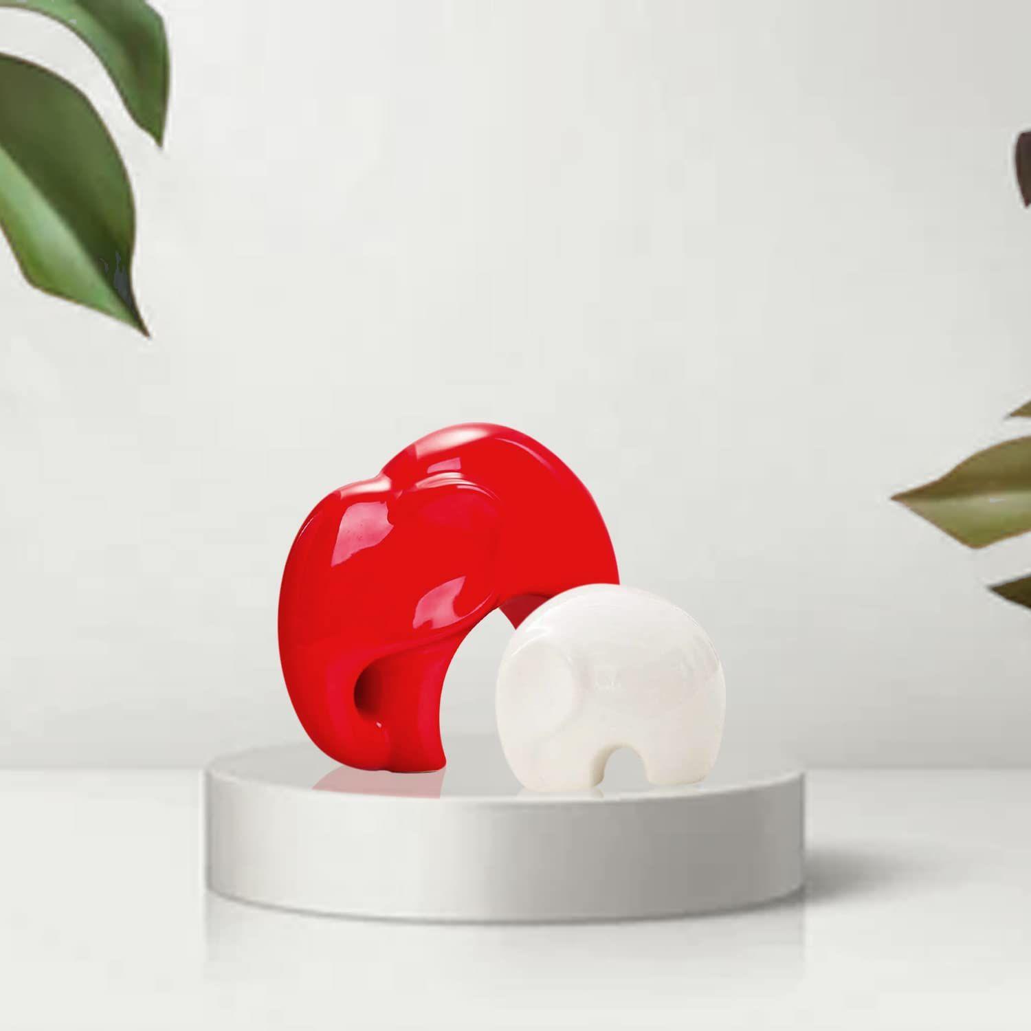 

Домашний декор Талисман удачи Слониха и слоненок | Керамические фигурки с отделкой под рояльный лак - (Набор из 2 штук, красный и белый)