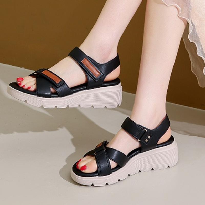 

Fashion 2025 NEW Summer Wedge Sandals for Women 2025 New Fashion Non Slip Beach Shoes Woman Lightweight Casual Platform Women 42 чёрный