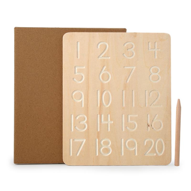 Montessori Wooden Toy: Double-Sided Grooved Calligraphy & Letter Number Board for Early Childhood Education