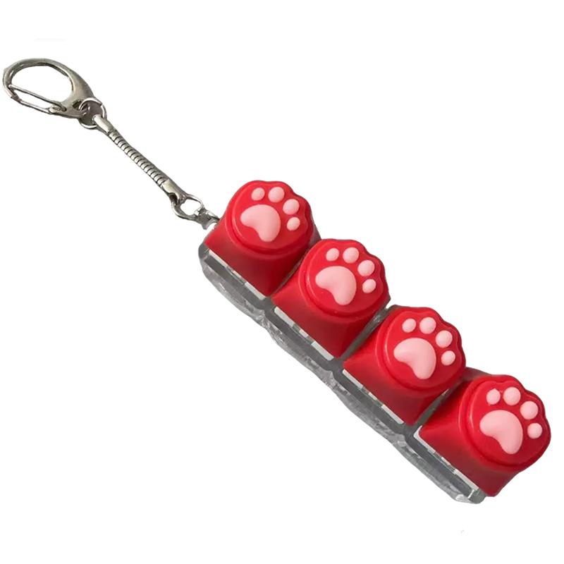 Kawaii Button Keycap Fidget Keychain 4 Keys Cat Keyboard Decompression Toys Diy Keyboard Keychain Toys For Adult Gifts