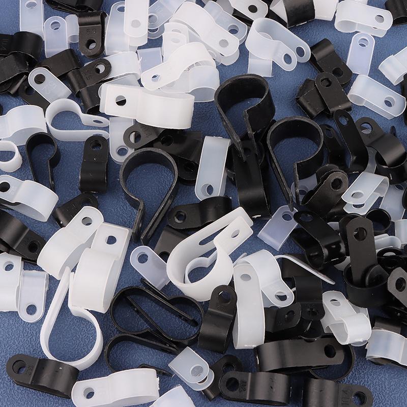 100 Stück/Packung Kabelklemmen U-Typ R-Typ Nylonklemme Kunststoff Schlauchbefestigungen Montage Befestigungsmaterial Elektroinstallationsmaterial Kabelmanagement