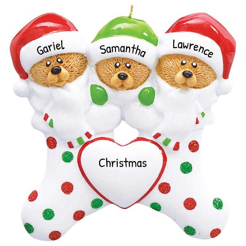 Lovely Bear Family Embracing Heart Christmas Ornament Trendy Decor Holiday