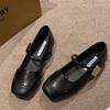 Retro square toe flat shoes for spring summer new women's solid color versatile casual breathable single shoes