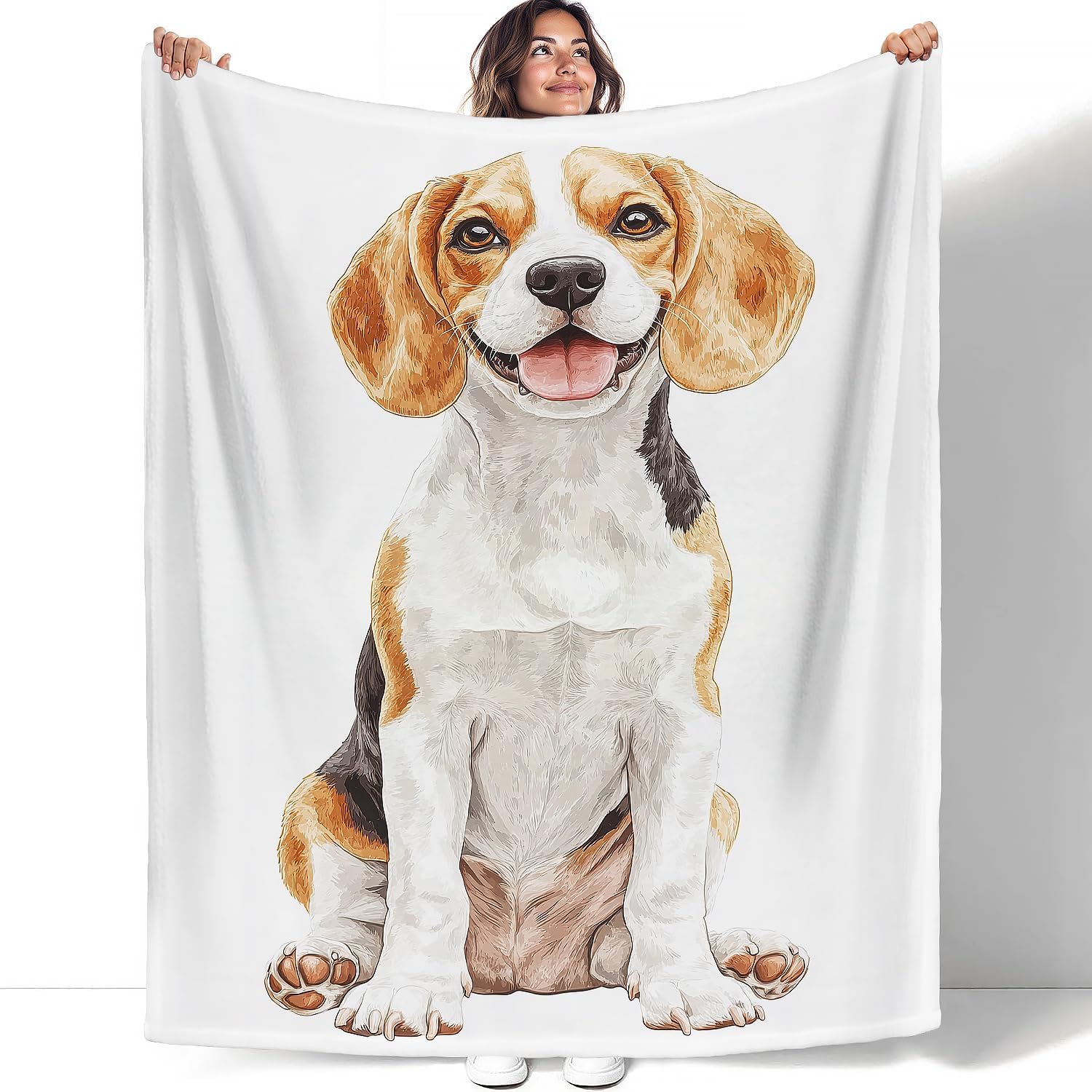 Corgi White Blanket Dog Lover Gifts for Adults & Kids – Ultra Soft Plush Throw Blanket for Bed, Couch, Camping - 75cmx90cm