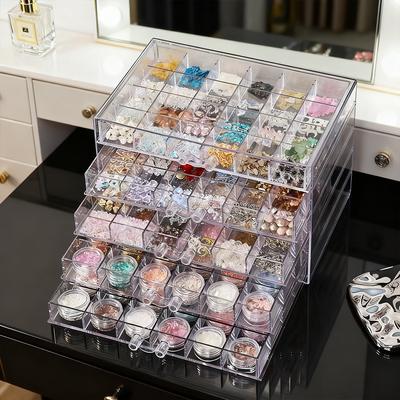 1 buc cutie de depozitare stil sertar acrilică multifuncțională pentru decorațiuni cu diamante pentru unghii organizator stivuibil pentru bijuterii și mărgele de birou