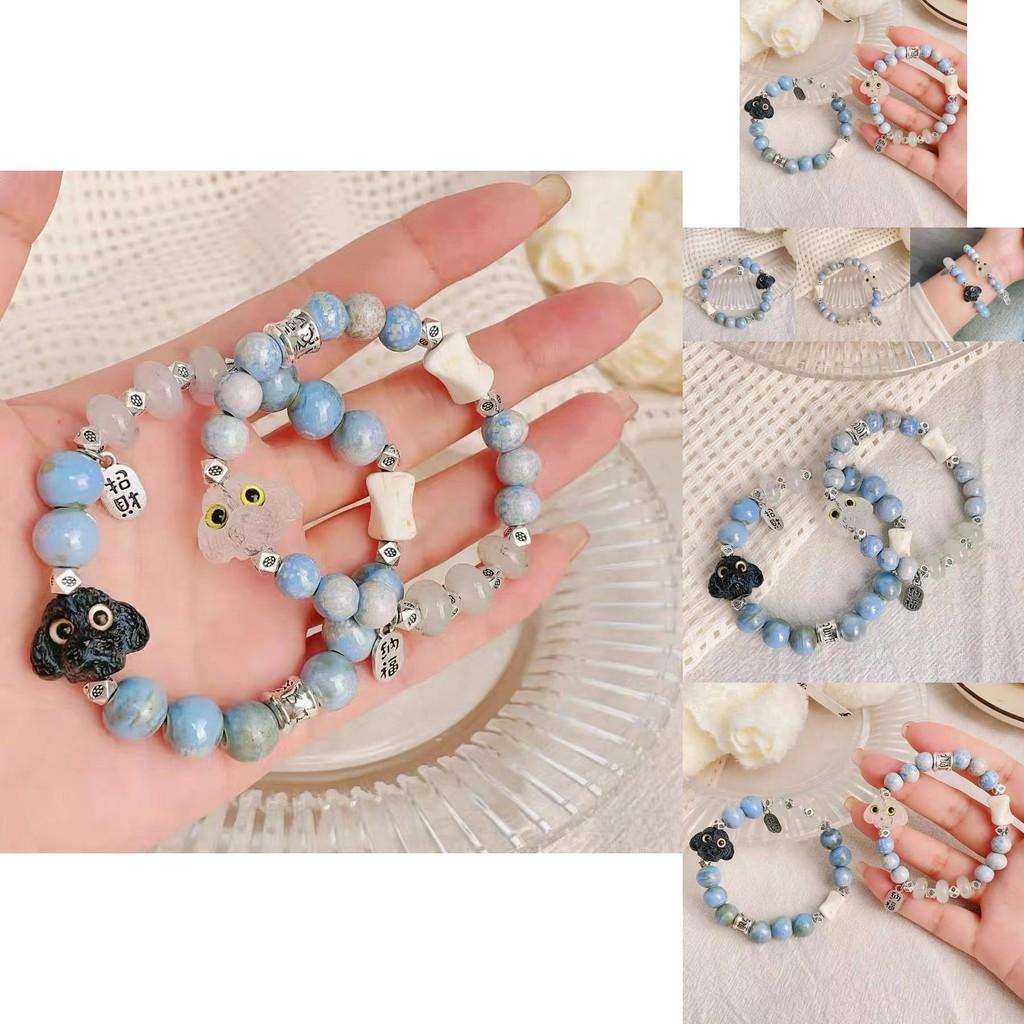 Adorable Resin Dog Couple Bracelet Handmade Ceramic Beads Fresh Summer Jewelry