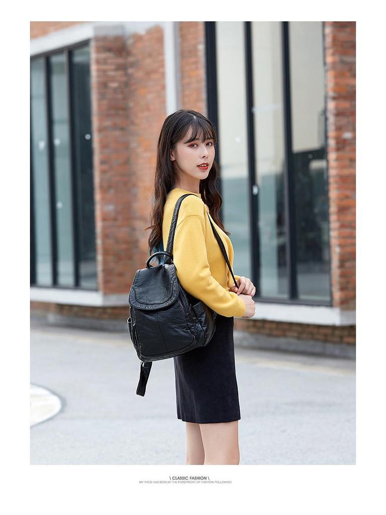 2024 Soft Leather Large Capacity Backpack for Women - Casual Fashion Schoolbag & Travel Bag (Spring/Summer New Arrival)