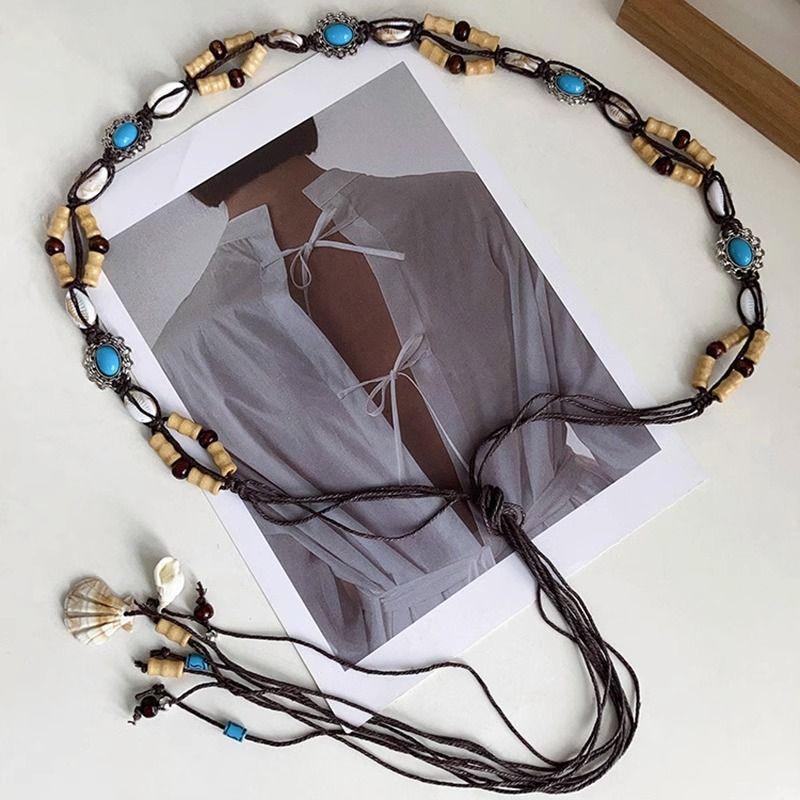 Bohemian Colorful Braided Waist Rope Ethnic Style Woman Dress Belt Y2K Waist Chain Dress Decorative Accessories Gift