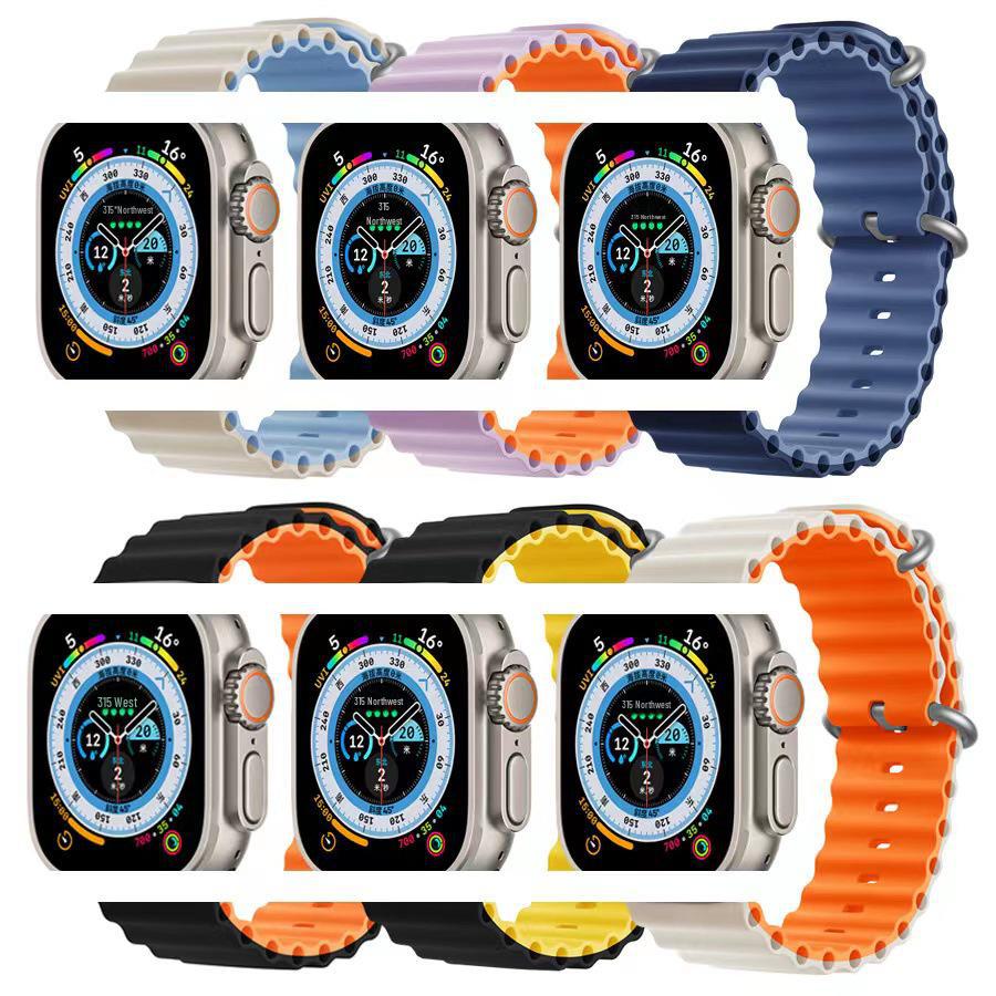 Ремешок из двухцветного силикона Apple Marine для часов 8/7/SE/Ultra Sports