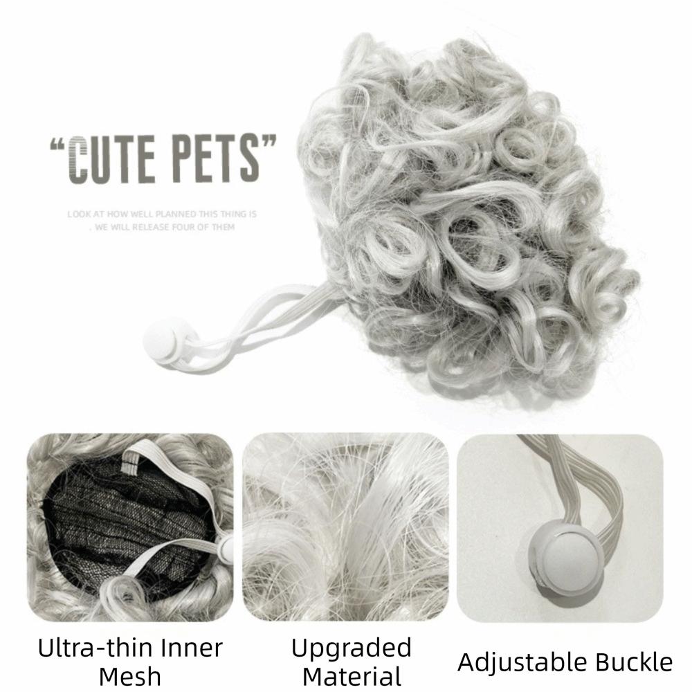 Elastic Band Cat Funny Headpiece Adjustable Pet Cosplay Wigs Cute Pet Afro Wig  Parties