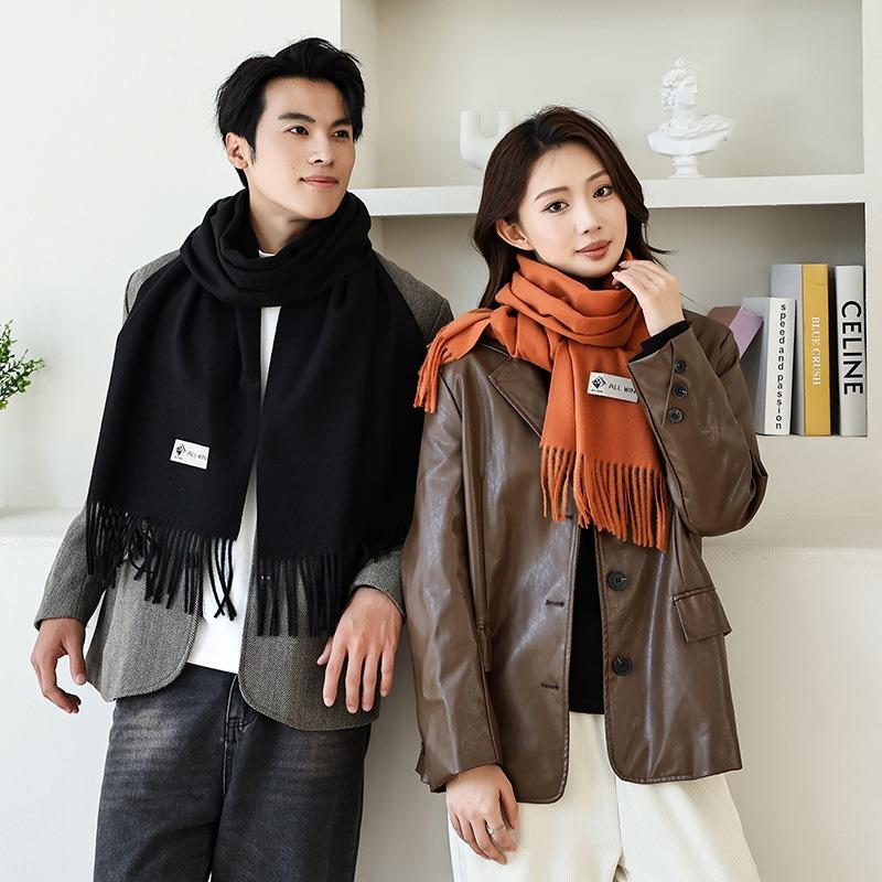 Wool autumn and winter warm scarf warm color scarf solid color simple and versatile gift fashion