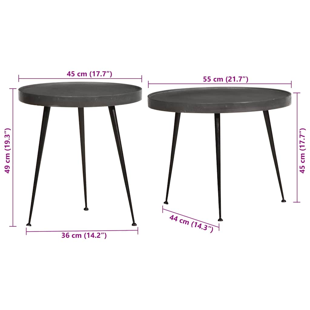 Coffee Table Set 2 Pieces Black Engineered Wood