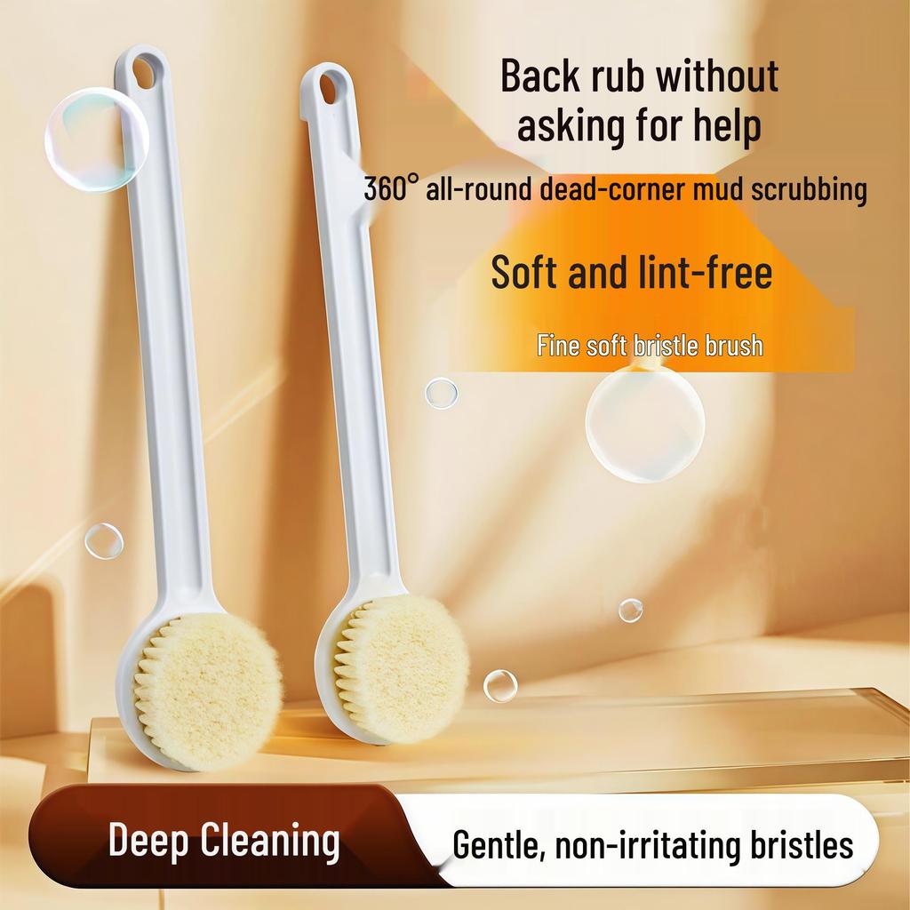 Long-Handle Soft Bristle Bath Brush for Easy Back Scrubbing and Exfoliation