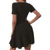 Ladies' Casual Color Round Neck Short Sleeved Dress