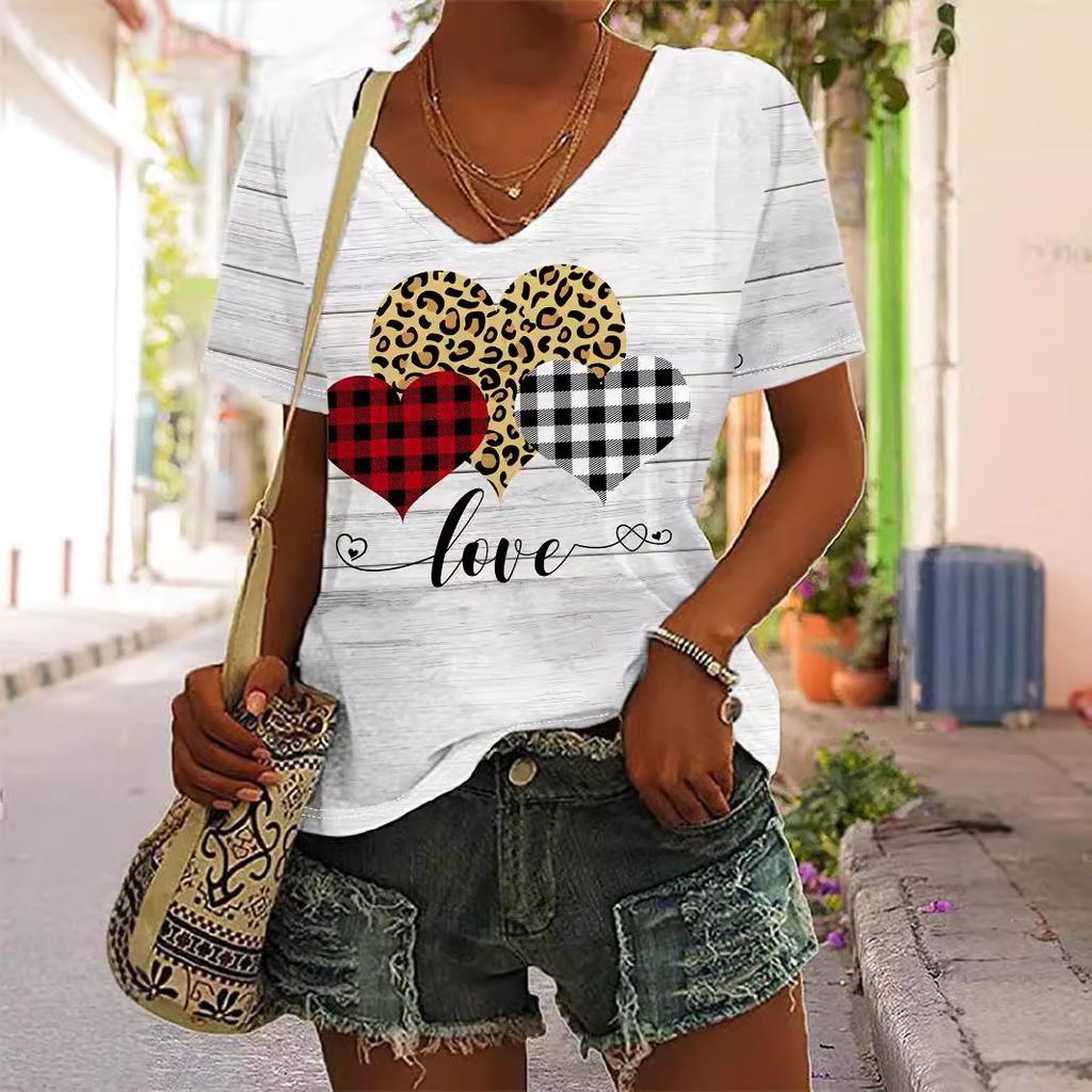 New Short Sleeve 3D Printed T-shirt Regular V-neck Casual Short Sleeve T-shirt