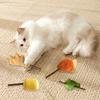 Plush Cat Chew Toy with Bell Natural Silver Vine Catnip Toy Grilled Skewer Shape Kitten Teething Toy for Teeth Cleaning Anxiety Relief