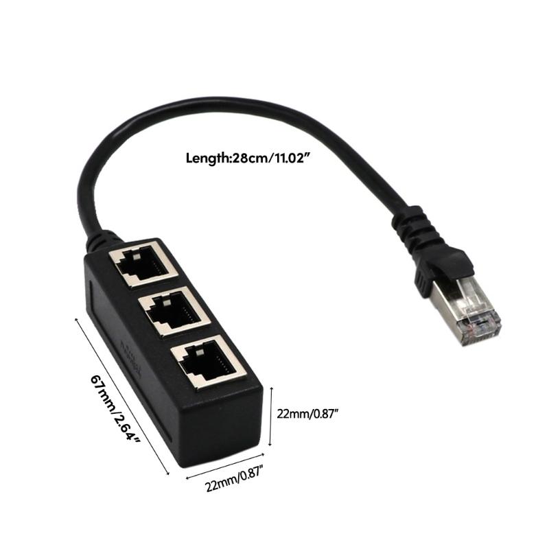 RJ45 1 Male to 3 Female LAN Ethernet Network Splitter Adapter Cable for Cat5, Cat5e, Cat6, Cat7 Durable