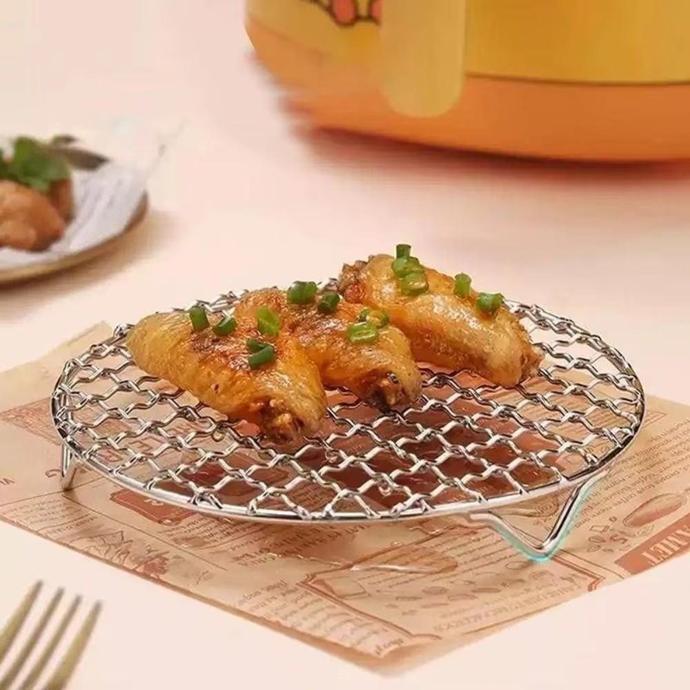 Round Shape BBQ Net Stainless Steel Air Fryer Rack Grilling Mat Baking Rack  Oven Use