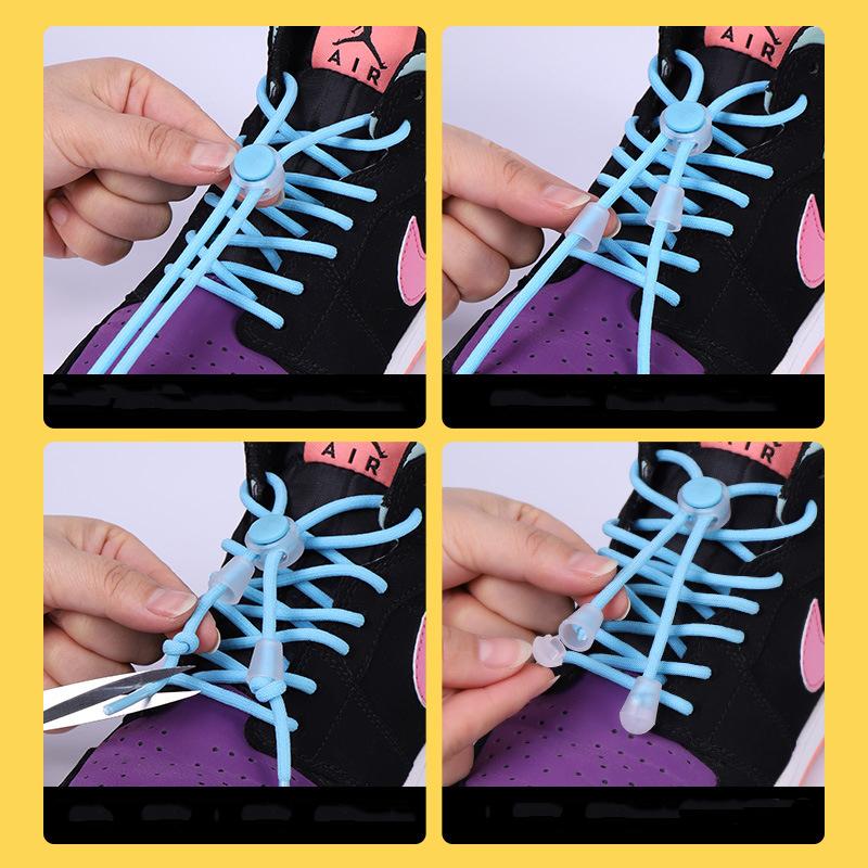 1Pair NEW Round Elastic Laces Sneakers No Tie Shoe Laces Colorful Spring Lock Shoelaces Without Ties Kids Adult Quick Shoelace