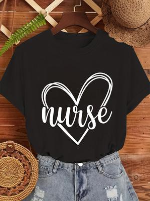 2026 Newest Printed Short Sleeve Tee T Shirt for Women RN Medical Worker Graphic Tee Casual Short Sleeve Daily Streetwear Nursing