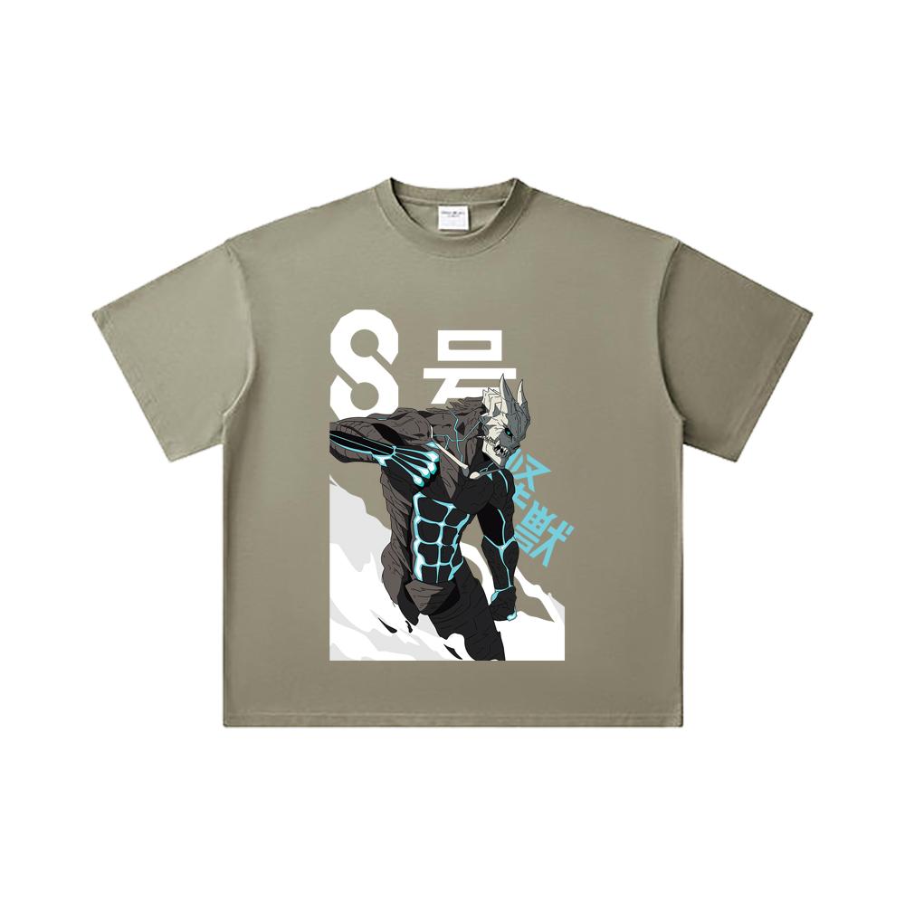 260 GSM Double Yarn 32 Count 100% Cotton Kaiju No 8 V6 Kafka Print Unisex Heavy Cotton T Shirt
