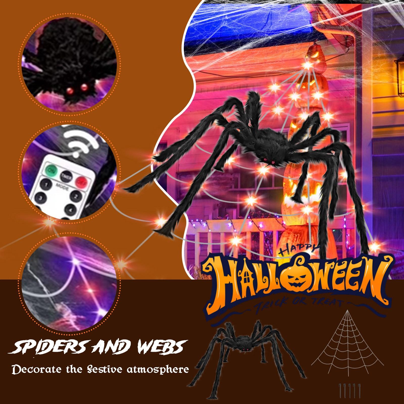 

Halloween Outdoor Decorations, 250 LED Halloween Web Lights With 79 Inch Large For Garden Yard Home Decoration, Multi-Color Halloween Webs One Size
