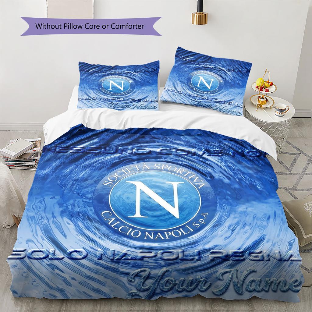 SSC Napoli Custom Name Pattern Bedding,Quilt Set Quilt Cover Pillowcase Home Birthday Gift(1 * duvet cover + 2 * pillowcase, without core)