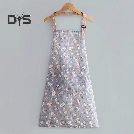 Delantal de cocina de talla única, delantal de cocina de mano con estampado Floral duradero y bolsillo grande para mujer