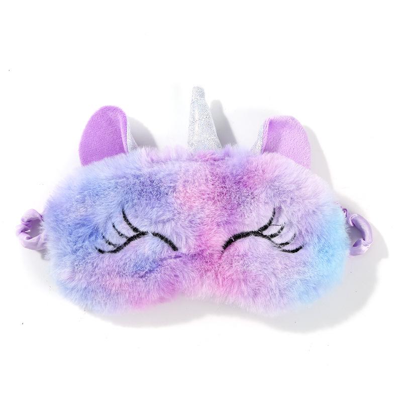 Rainbow Unicorn Plush Eye Mask - Light-Blocking and Cute Cartoon Design
