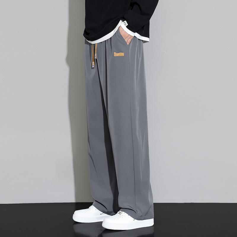 Ropa de Hombre Primavera Otoño Pantalones Drapeados de Pierna Ancha Pantalones Deportivos Holgados Pantalones Casuales de Pierna Recta a la Moda