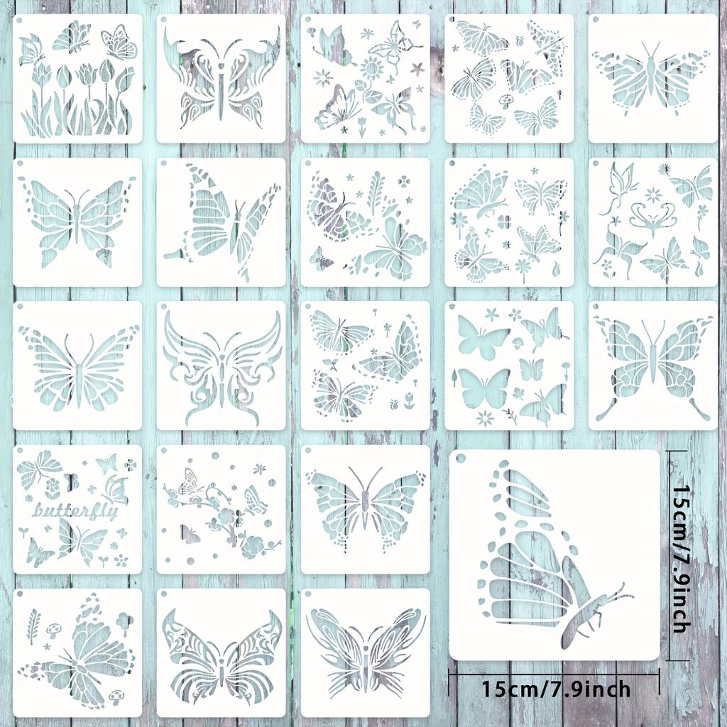 25 stücke Schmetterling Malerei Vorlage PET Hohl Malerei Form DIY Hand Gezogen Graffiti Spray Bemalte Wand Malerei Hilfs Liefert