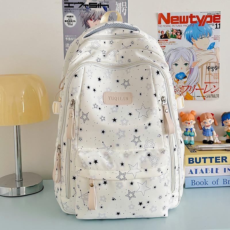 The new schoolbag is high-value, fresh and sweet, literary star backpack, lightweight spring outing backpack for junior high school students