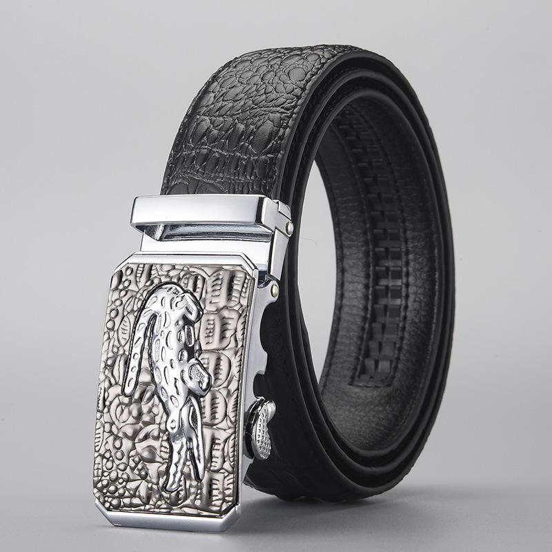 Belt Men'S Business High-End Leather Alligator Pattern Automatic Buckle Belt Embossing