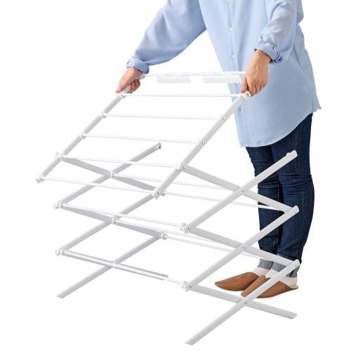 LIV PLUS Indoor Clothes Drying Rack, Foldable, Compact, Stand, Flat Drying, 81cm Wide X 60cm Deep X 103cm High, White, NY-321