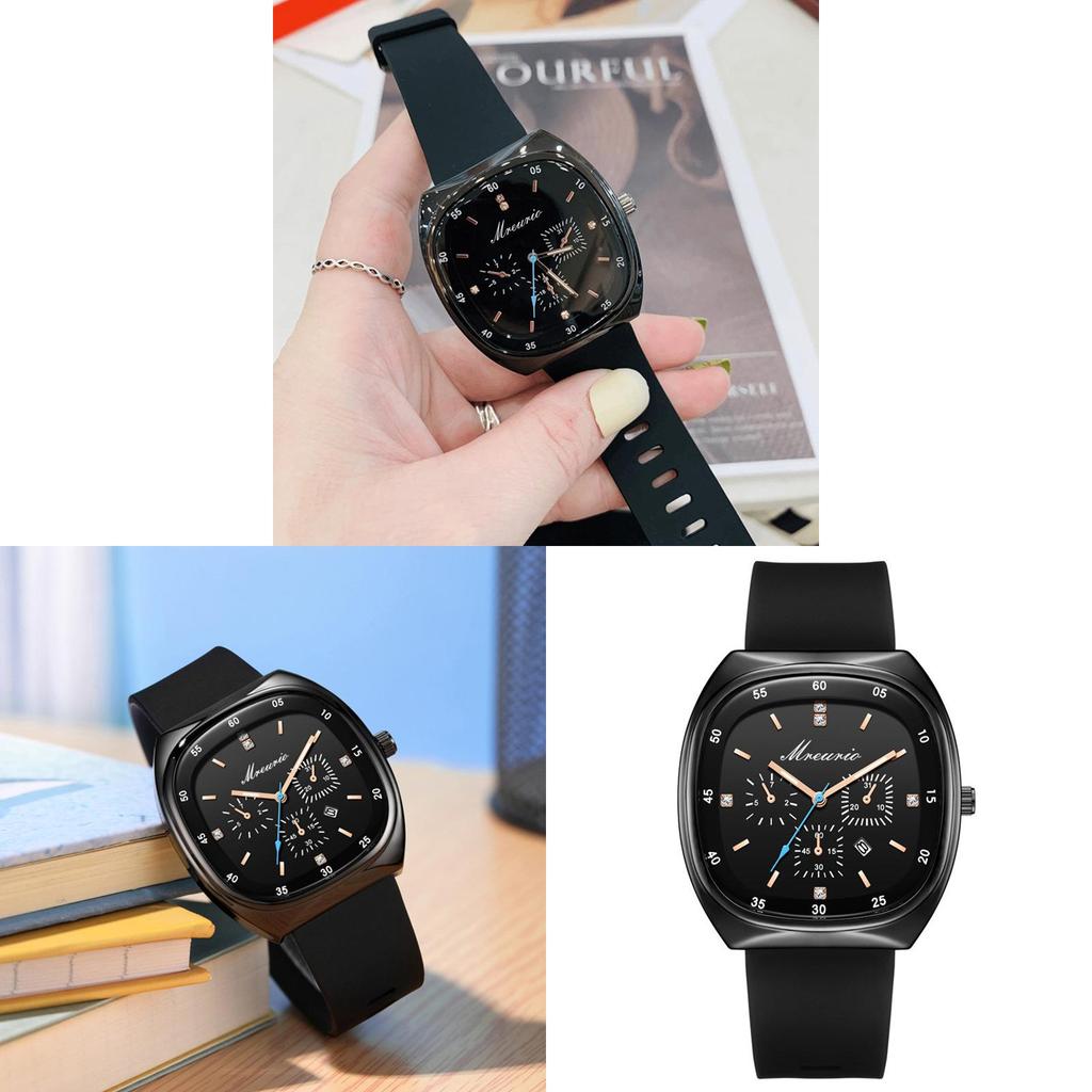 Silicone Watch Strap Mens Quartz Watch With Mineral Glass For Business Style Office Use
