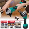 High Power Brushless Cordless Angle Grinder Polisher Machine Electric Angle Grinder Polishing DIY Cutting Tool Green+Black 100M/125MM