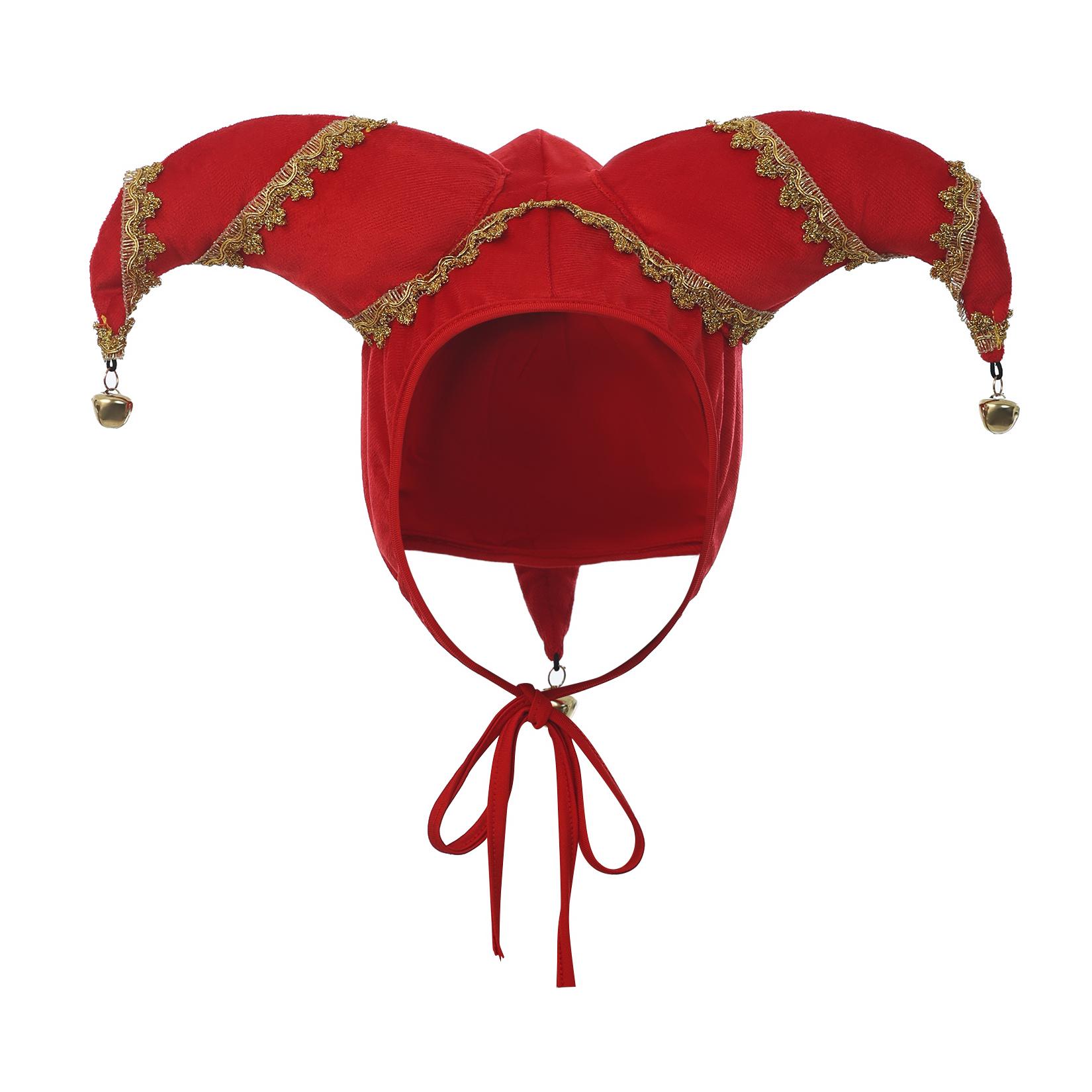 Hofnar Hoed Volwassene Harlekijn Clown Nar Circus Kostuum Hoed Ren Faire Festival Accessoires met Belletjes One Size&Clown