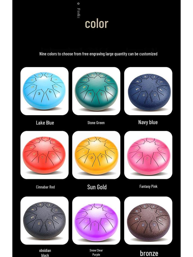 Ätherische Stahltongtrommel - 6/8/10/12/13/14 Zoll Handpan Perkussionsinstrument.