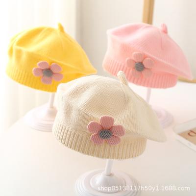 Winter Baby Cute Flower Knitted Beret Woolen Hat