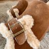 2026 New Women Slippers Fur Flats Short Plush Mules Shoes Women's Fashion Buckle Soft Sole Cotton Shoes Suede Home Warm Slippers