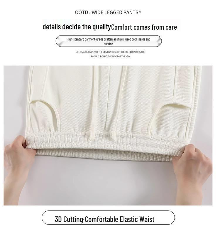 Women's High Waist 145cm Loose Wide-Leg Spring/Autumn Pants for Petite