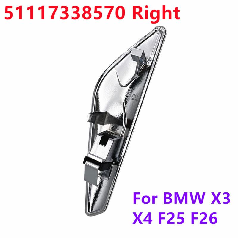Vorderer linker und rechter Kotflügel Chromleiste Zierleiste für BMW X3 X4 F25 F26 OEM:51117338569 51117338570 Autozubehör