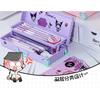 Children Girls Double Layer Large Capacity Plastic Multifunctional Pull Rod Pencil Case