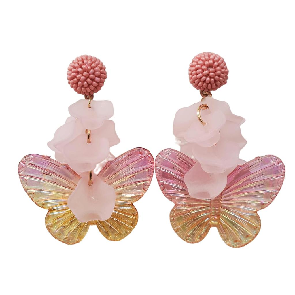 Modisches Acryl-Schmetterlings-Ohrring-Set für Damen mit elegantem Design | Auffälliges, leichtes Jhumki-Set für den traditionellen indischen Look |