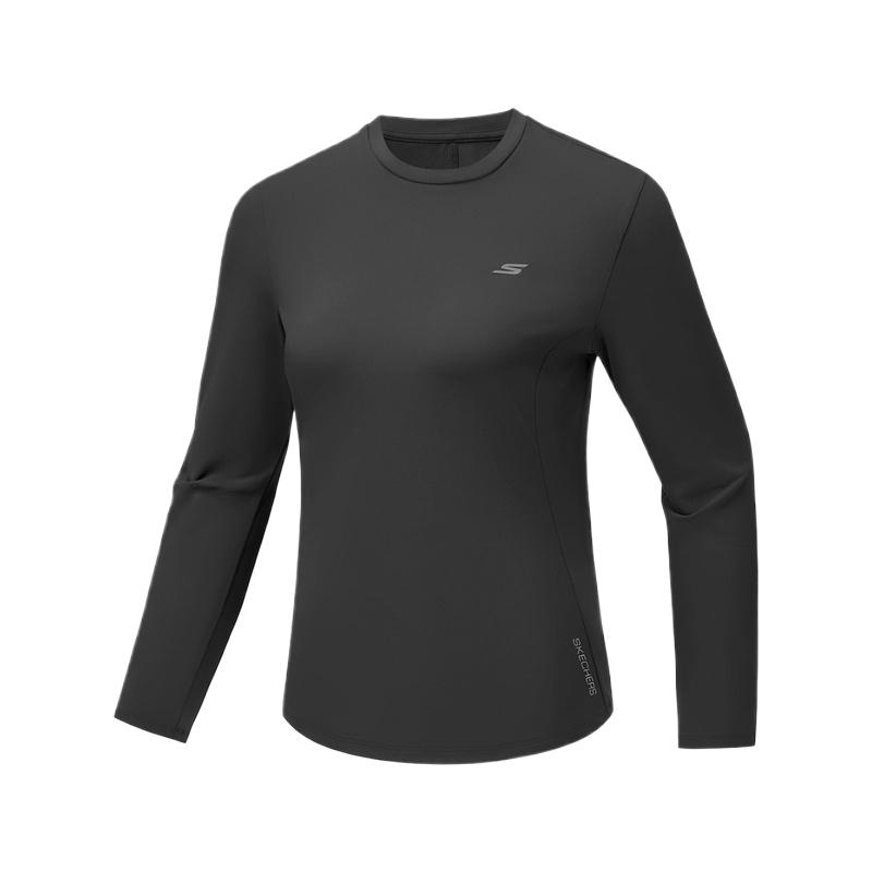 Skechers Breathable Solid Color Long Sleeve Round Neck T-Shirt Women tops P425W192-0018 S