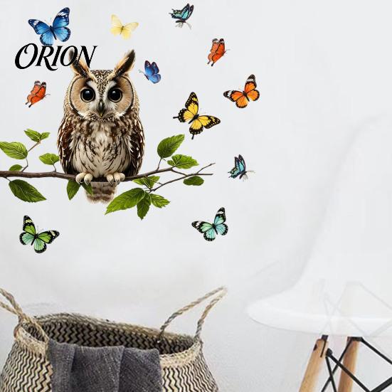 DIY Cuttable Glass Sticker Owl Butterfly Wall Sticker, Forest Animal Illustration Decorative Decals, Party Window Waterproof Removable Stickers,