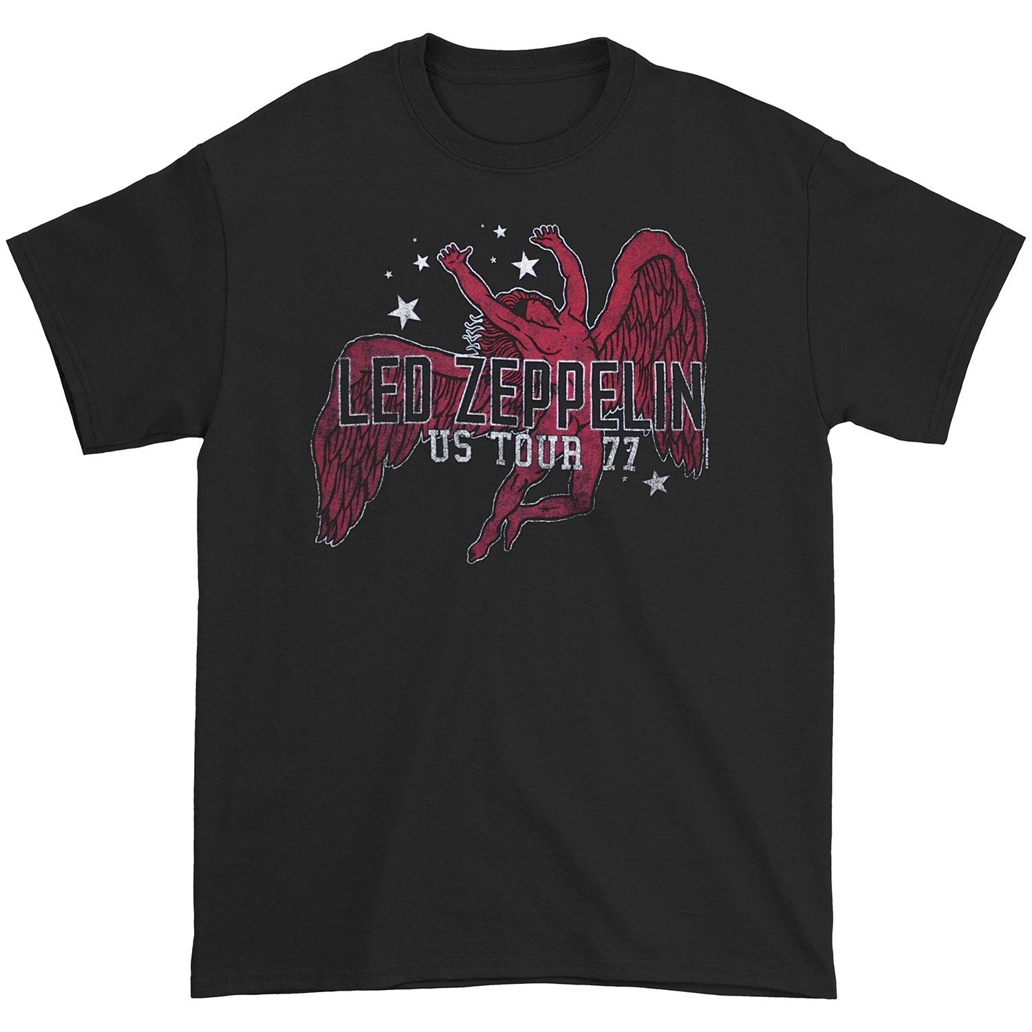 Men s Led Zeppelin Red Icarus Stars US  77 Slim Fit T-shirt Small Black L